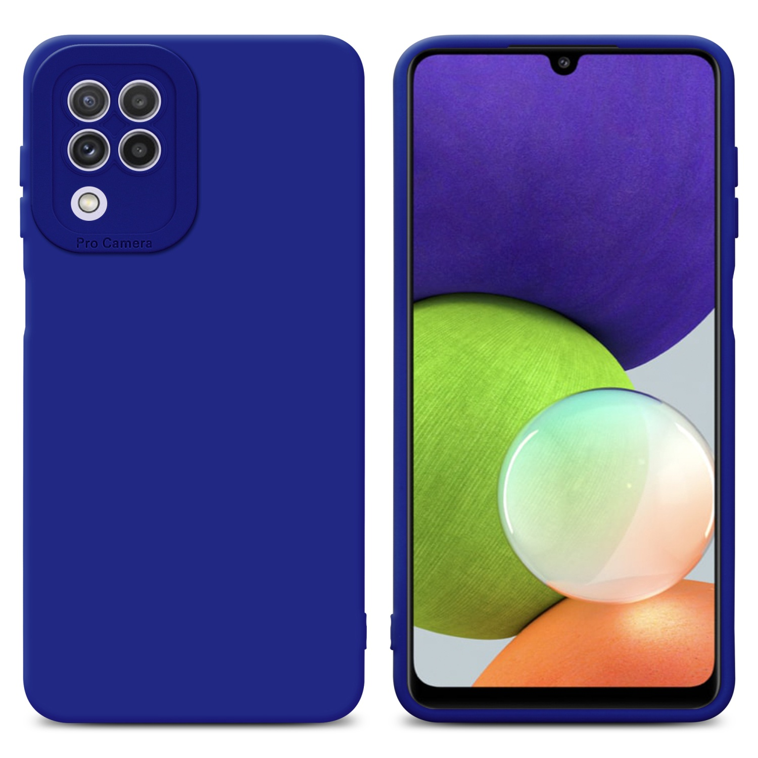 Due telefoni affiancati. Entrambi in custodie blu, uno con lo schermo visibile.