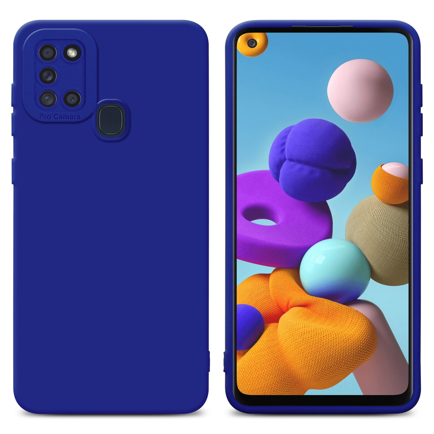 Samsung, Galaxy A21s, FLUID Style, Backcover, Schutzhülle Fluid BLAU TPU CADORABO