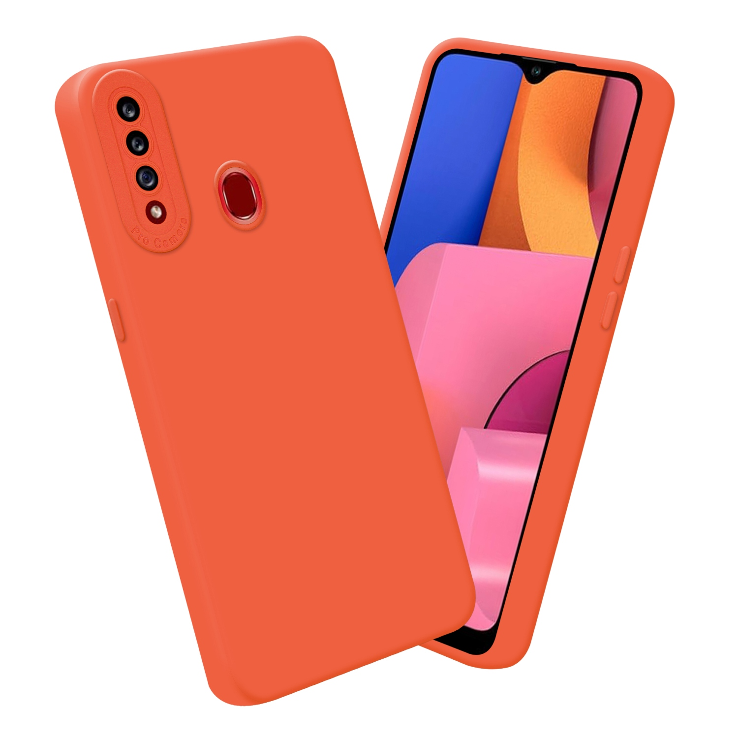 CADORABO Schutzhülle TPU Fluid FLUID Backcover, ORANGE Galaxy A20s, Style, Samsung