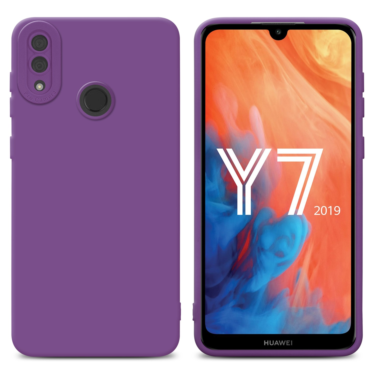 Backcover, FLUID Huawei, Y7 TPU CADORABO 2019, Y7 Schutzhülle 2019 / Fluid MATT LILA PRIME Style,