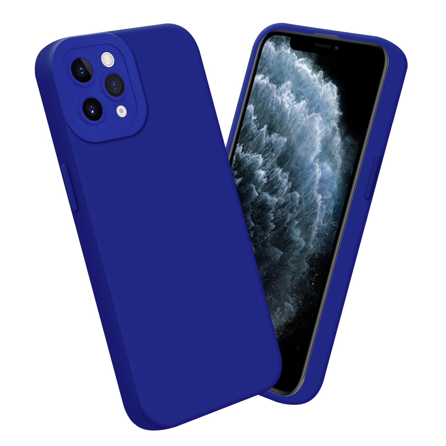 Due custodie blu per telefono con un telefono dentro. Una custodia è sul telefono.