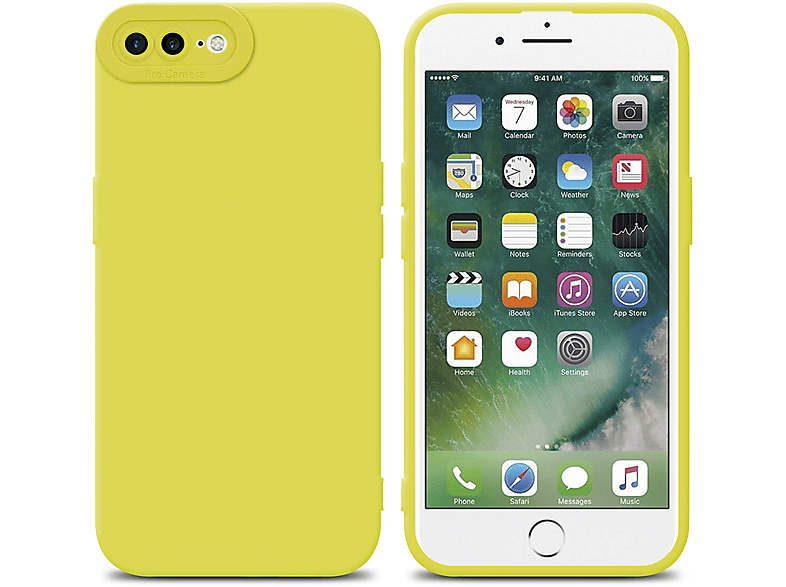 CADORABO Schutzhülle TPU / PLUS FLUID Apple, Style, GELB Fluid Backcover, 8 PLUS, iPhone PLUS 7S 7 