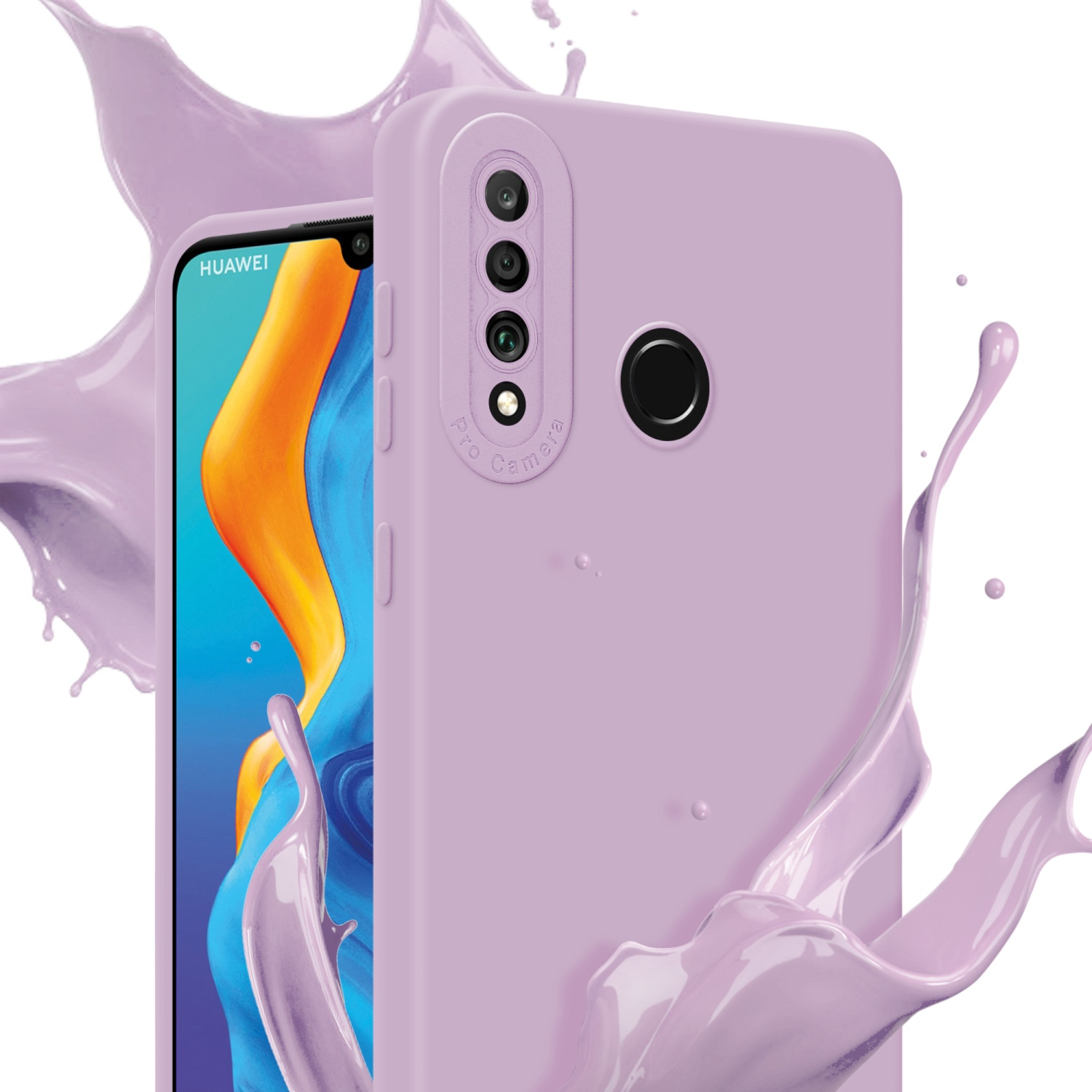 Una custodia lavanda con schermo del telefono e vernice lavanda.