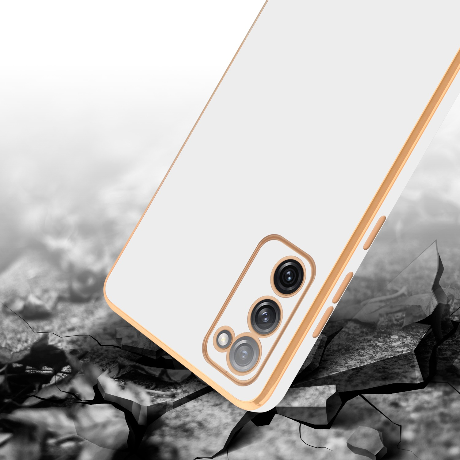 FE, Handyhülle S20 Galaxy Gold - Backcover, CADORABO Weiß mit Samsung, Kameraschutz, Glossy