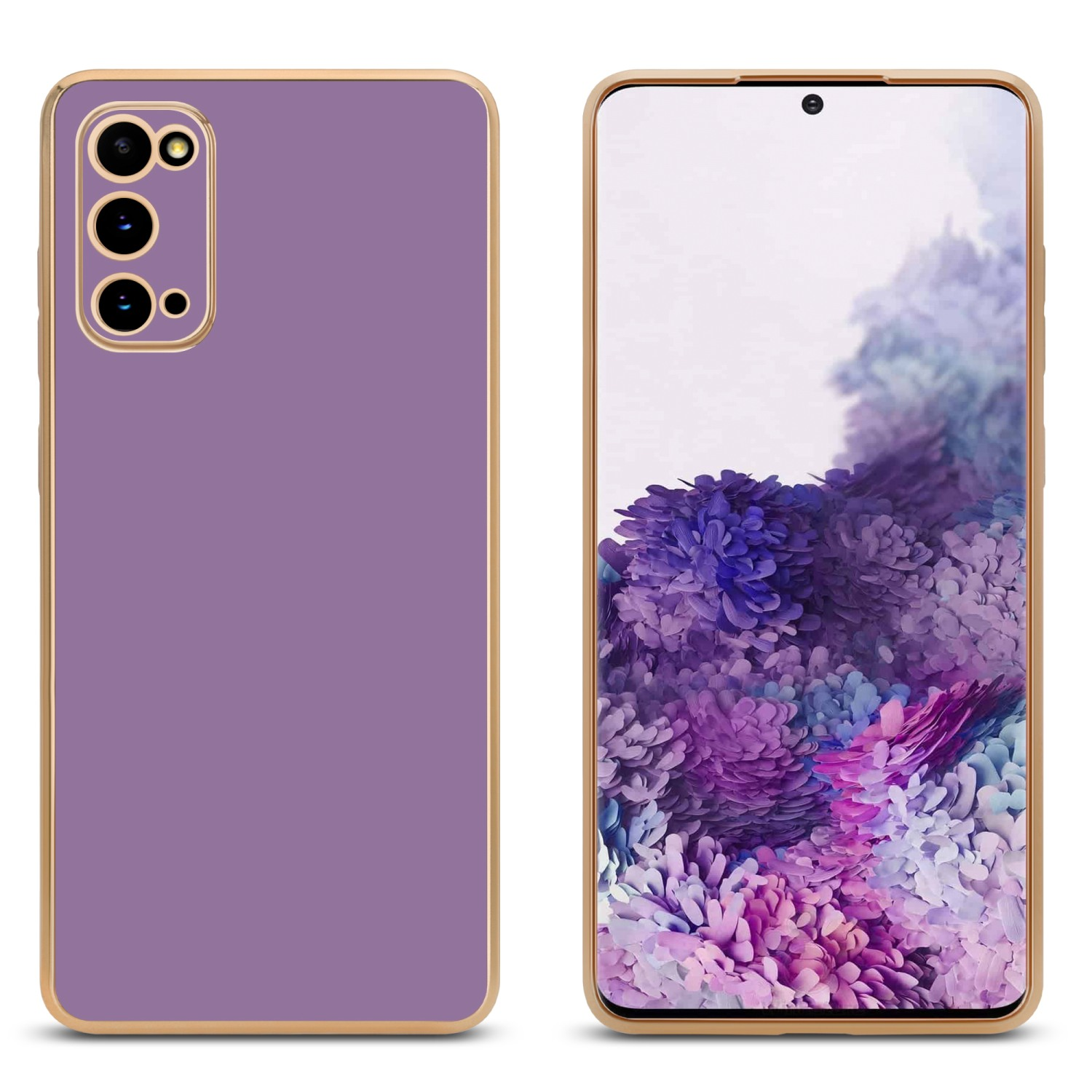 CADORABO Handyhülle mit S20, Glossy Galaxy Kameraschutz, Backcover, - Gold Samsung, Lila