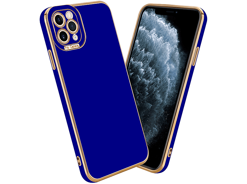 CADORABO Schutzhülle mit Kameraschutz, Backcover, Apple, iPhone 11 PRO MAX, Glossy Blau - Rosé Gold