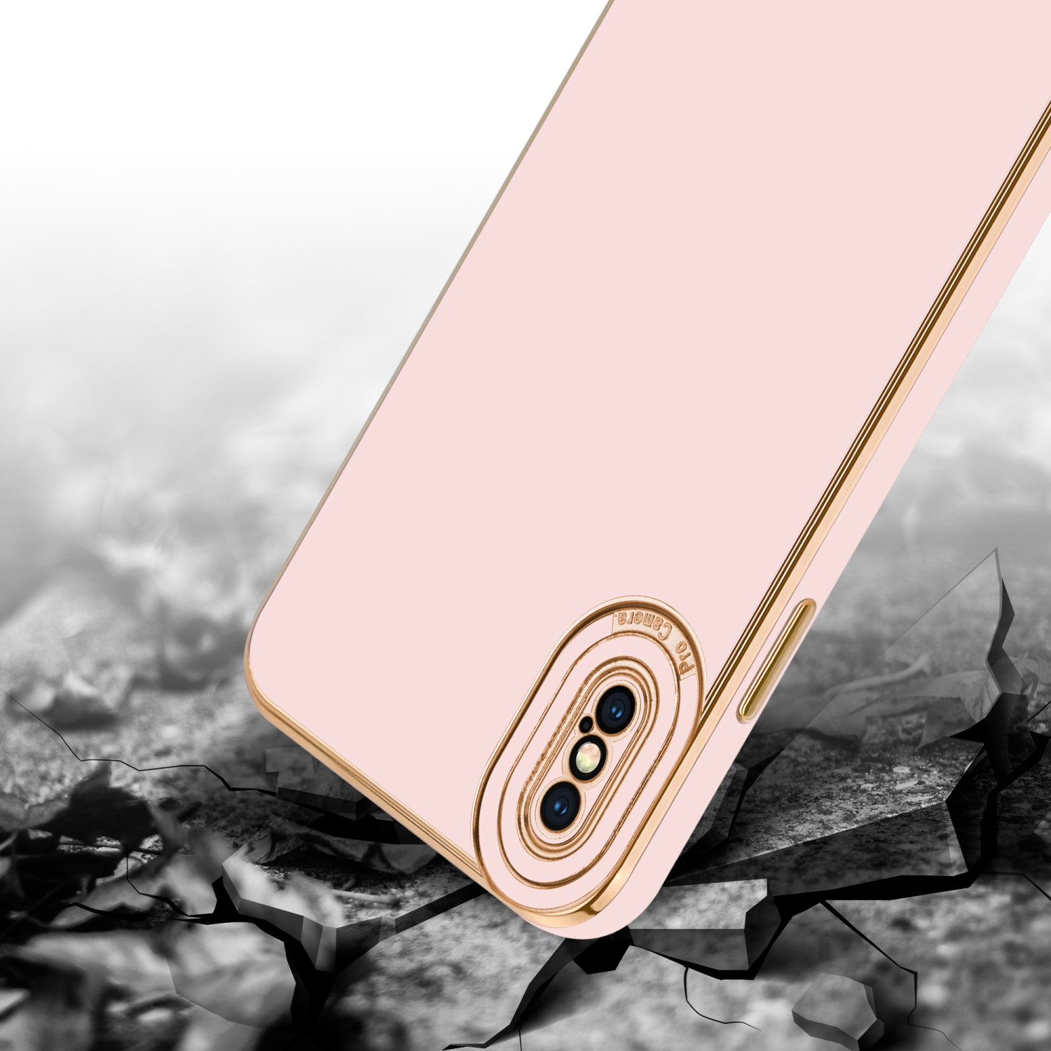 CADORABO Schutzhülle Rosé MAX, mit Apple, Backcover, XS Glossy - Rosa Gold Kameraschutz, iPhone