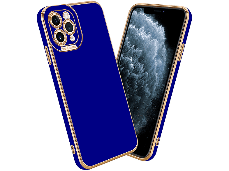 CADORABO Schutzhülle mit Kameraschutz, Backcover, Apple, iPhone 11 PRO, Glossy Blau - Rosé Gold