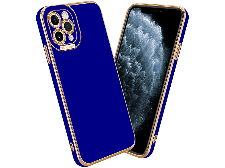 Gold Kameraschutz, Backcover, Rosé Apple, Schutzhülle Glossy Blau iPhone 11 - PRO, mit CADORABO