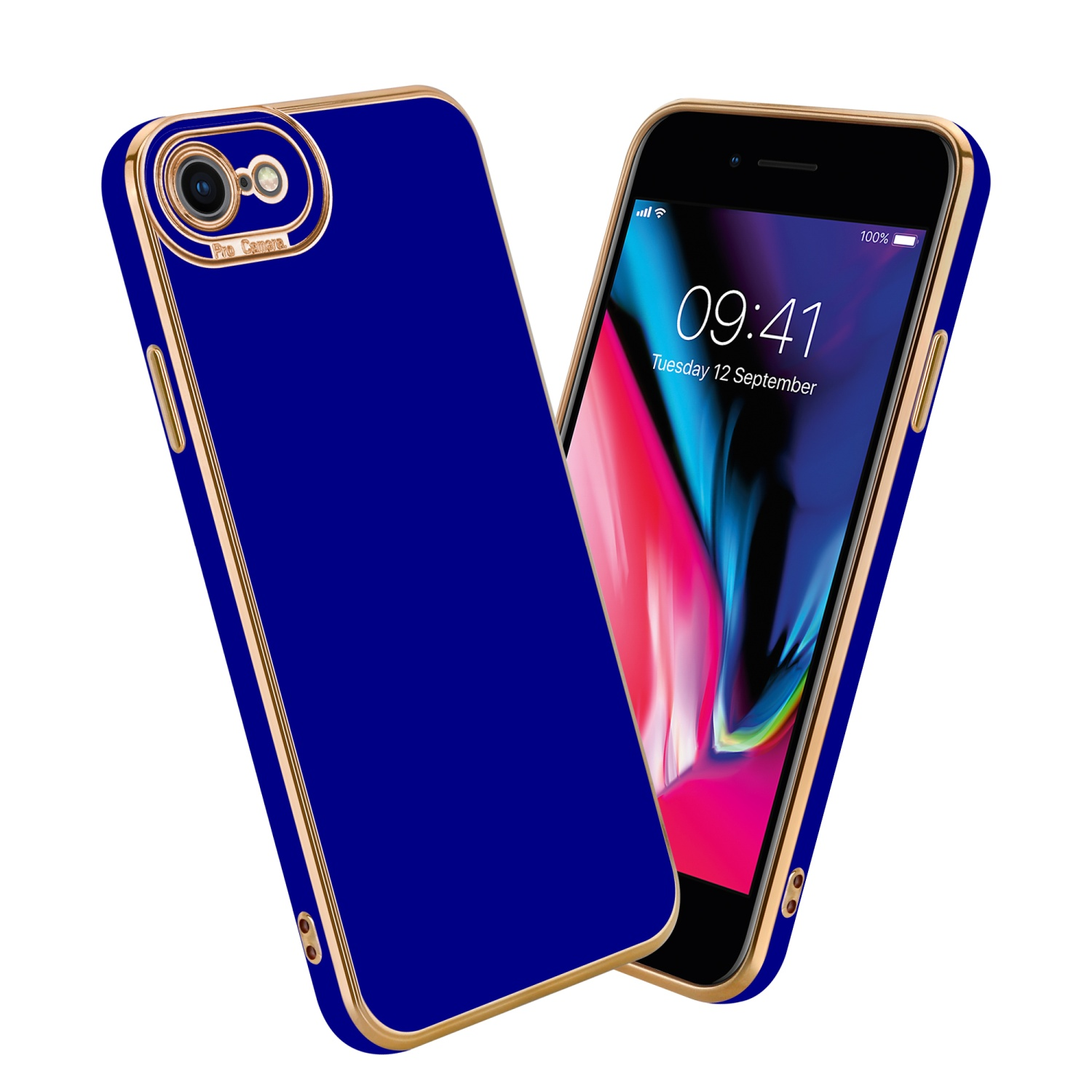 mit Gold SE Kameraschutz, Rosé / iPhone Blau Backcover, - 8 Schutzhülle 7 2020, 7S / Glossy Apple, / CADORABO