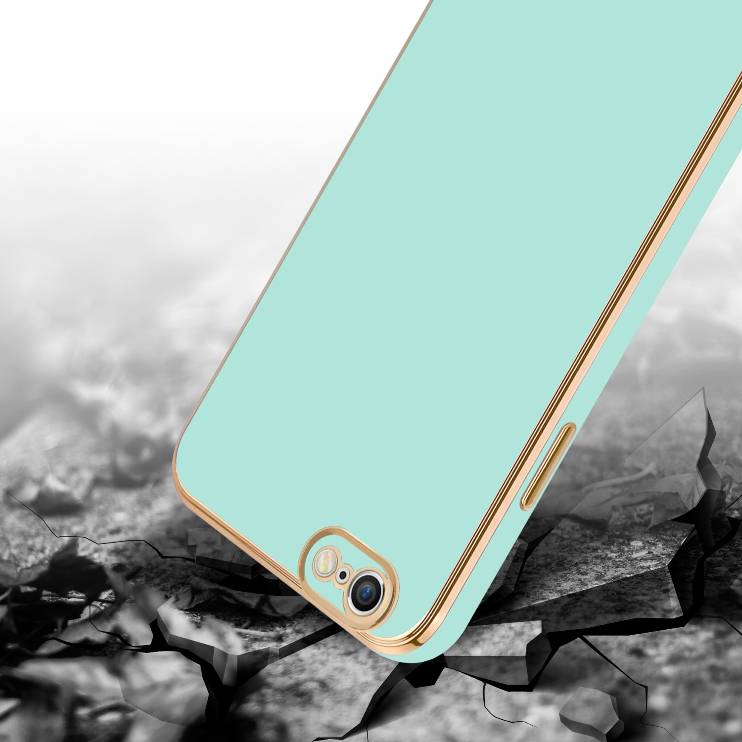 Kameraschutz, Grün iPhone - 6 Mint 6S, mit Glossy Apple, Handyhülle Backcover, CADORABO Gold /