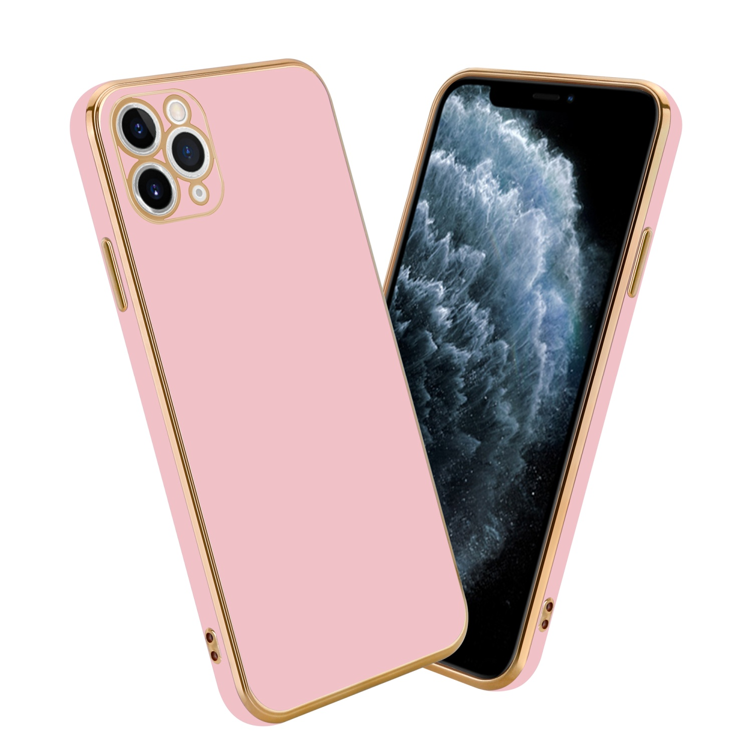 Rosa iPhone - Backcover, Gold Apple, PRO, Handyhülle 13 CADORABO mit Glossy Kameraschutz,
