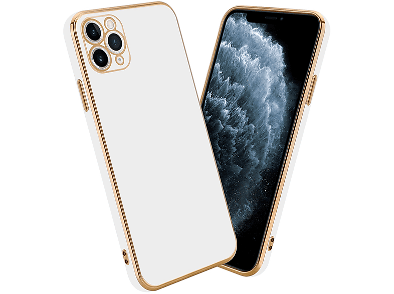CADORABO Handyhülle mit Kameraschutz, Backcover, - Weiß 13 iPhone Glossy Apple, PRO, Gold
