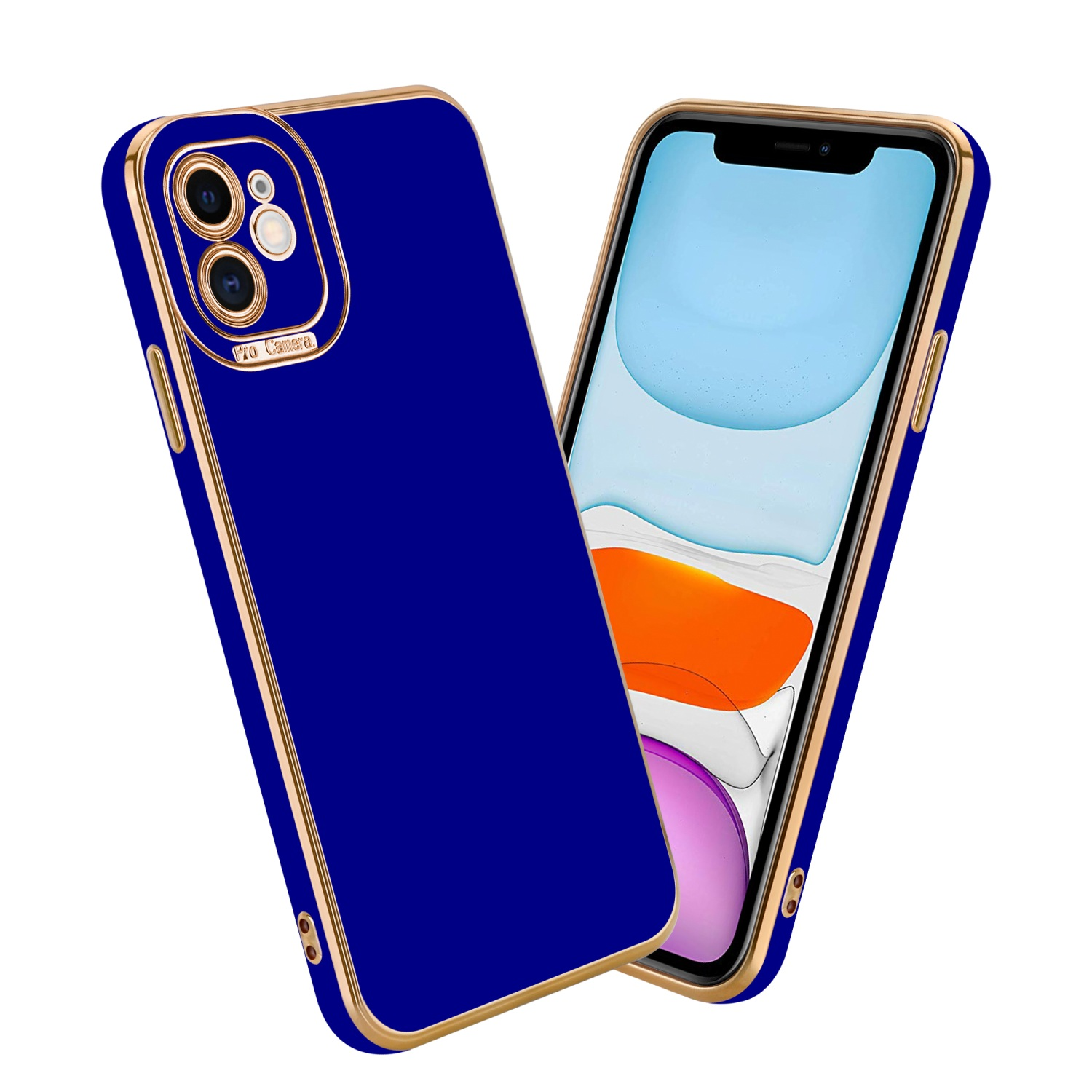 CADORABO Schutzhülle mit Kameraschutz, Apple, Backcover, Rosé - iPhone Gold Blau Glossy 11
