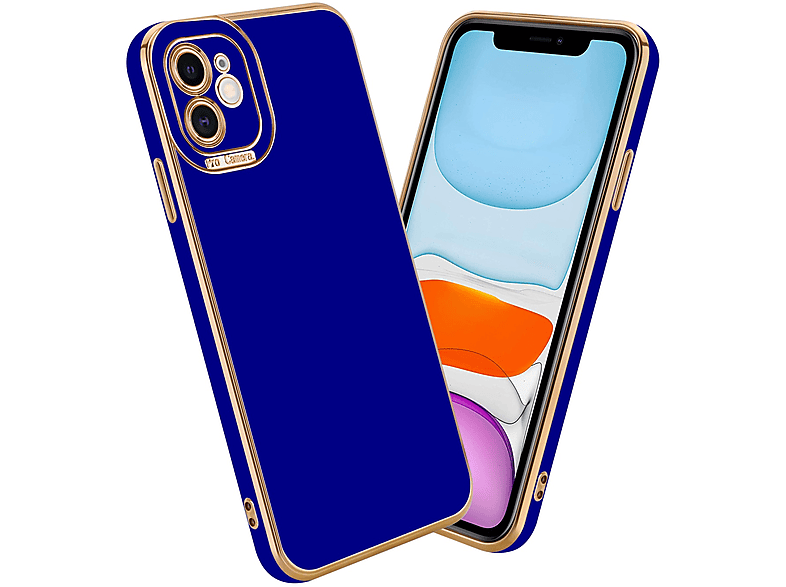 CADORABO Schutzhülle mit Kameraschutz, Apple, Backcover, Rosé - iPhone Gold Blau Glossy 11