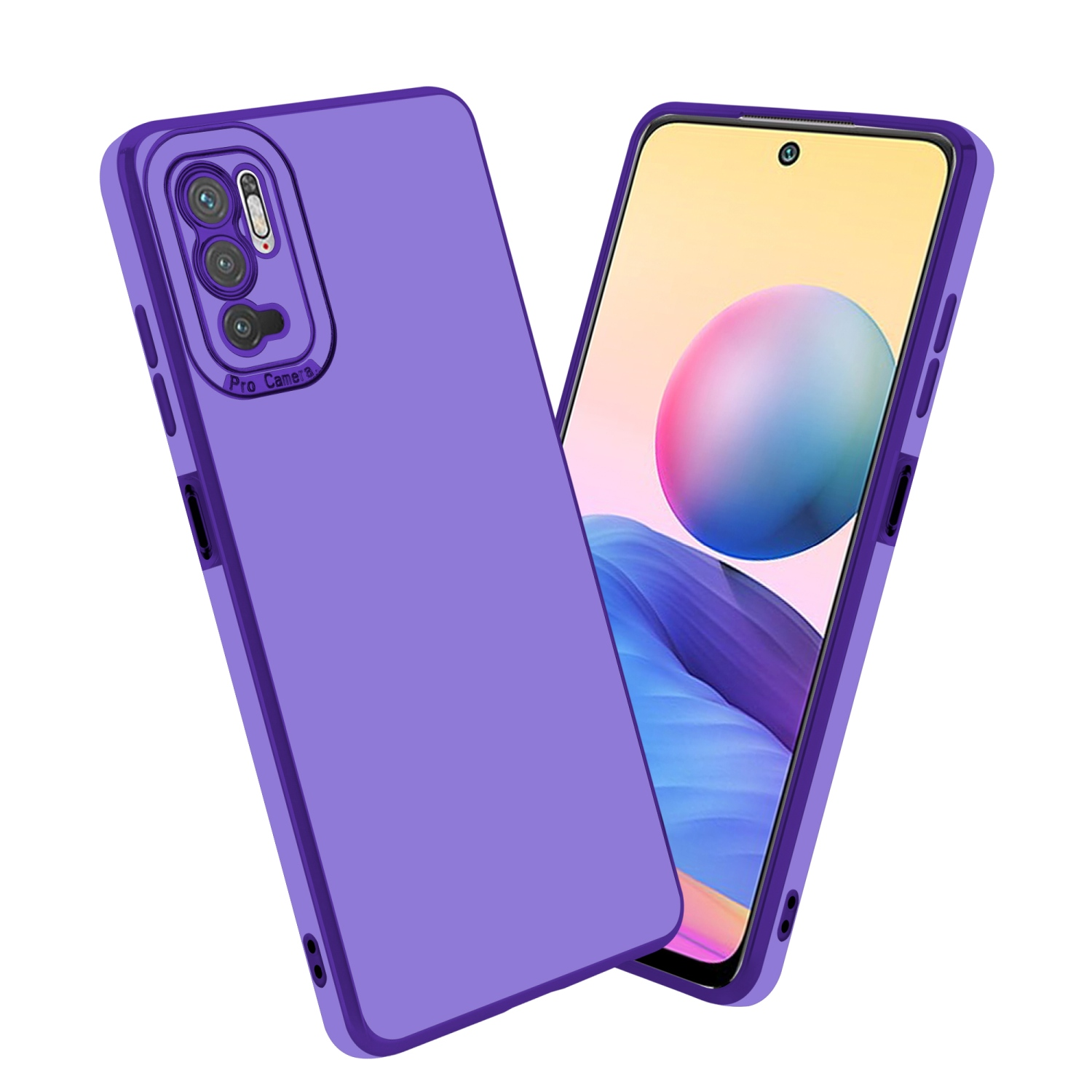 Lila Handyhülle mit Telefonbildschirm.