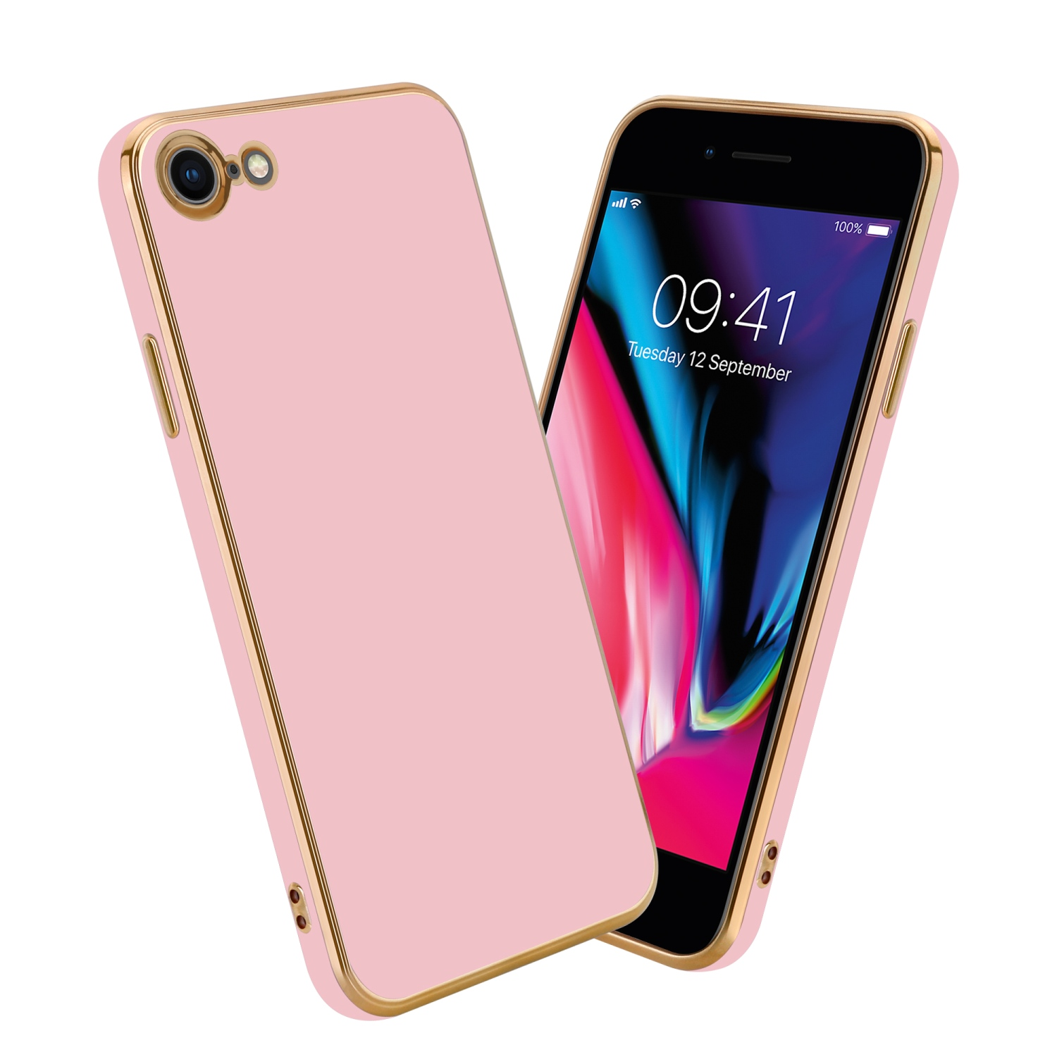 - Kameraschutz, 2020, iPhone 7 Apple, Gold / Backcover, Rosa 7S / / CADORABO 8 SE mit Glossy Handyhülle