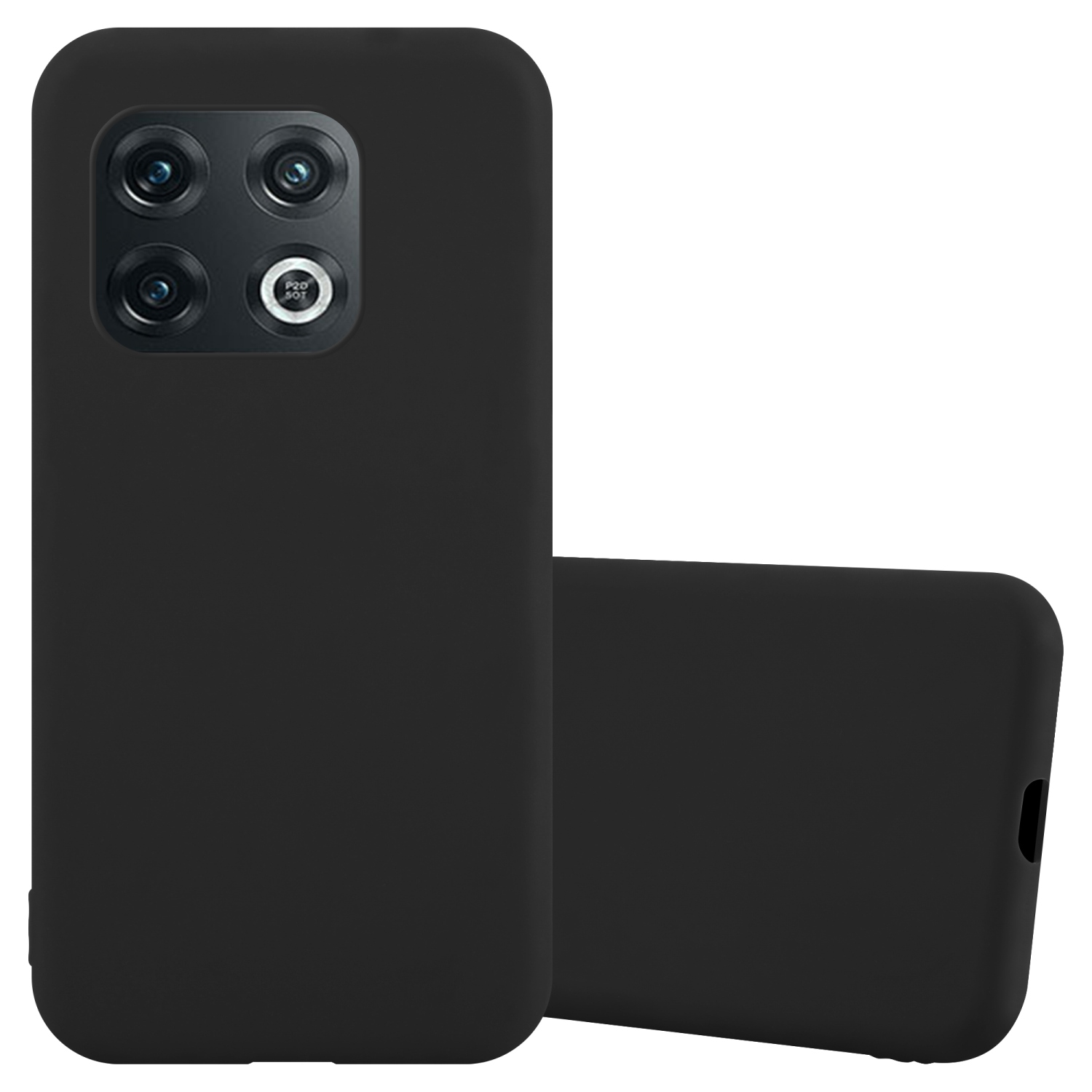 Zwei schwarze Telefonhüllen; eine mit Kamera und eine schlichte.
