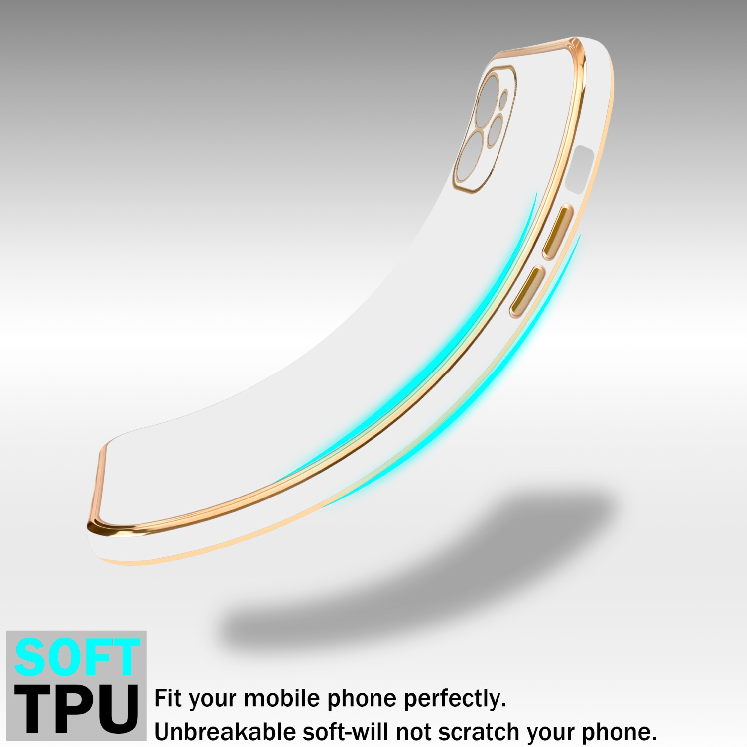 Apple, 11, - Weiß Gold Kameraschutz, CADORABO Handyhülle mit Glossy Backcover, iPhone