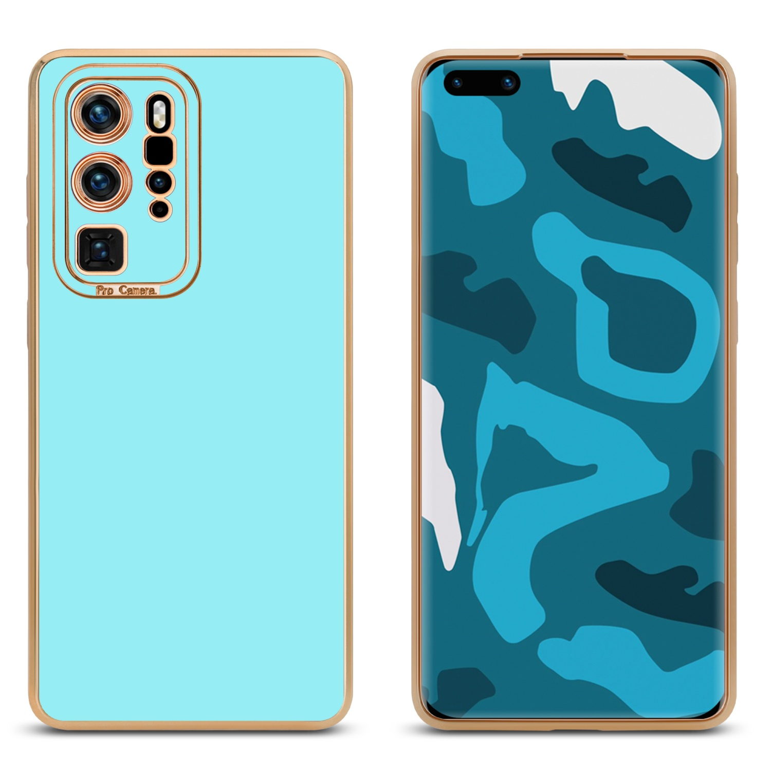 Huawei, P40 PRO Gold / Kameraschutz, Glossy - P40 mit Rosé Türkis PRO+, Backcover, Schutzhülle CADORABO