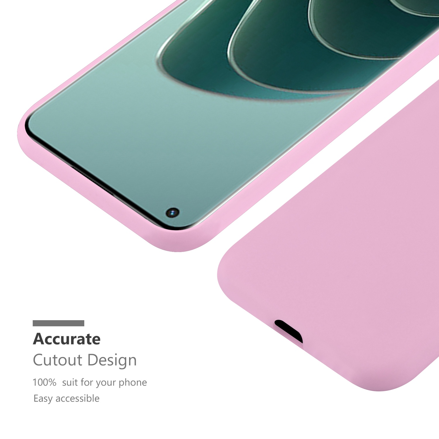 Rosa Handyhülle mit einem Telefonbildschirm. Präzises Ausschnittdesign. Weißer Hintergrund.