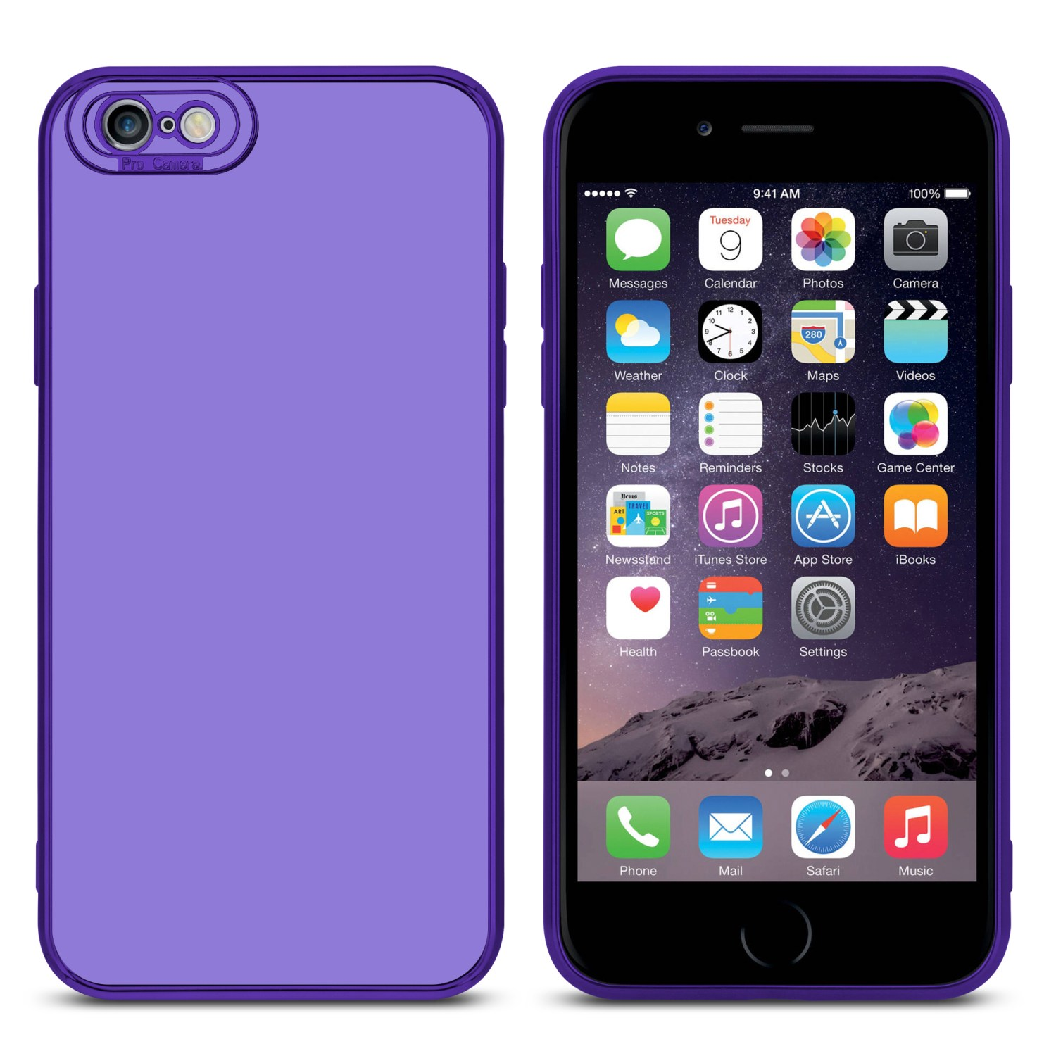 Apple, iPhone Backcover, - / Kameraschutz, Glossy Schutzhülle Rosé CADORABO 6S, mit Gold 6 Lila
