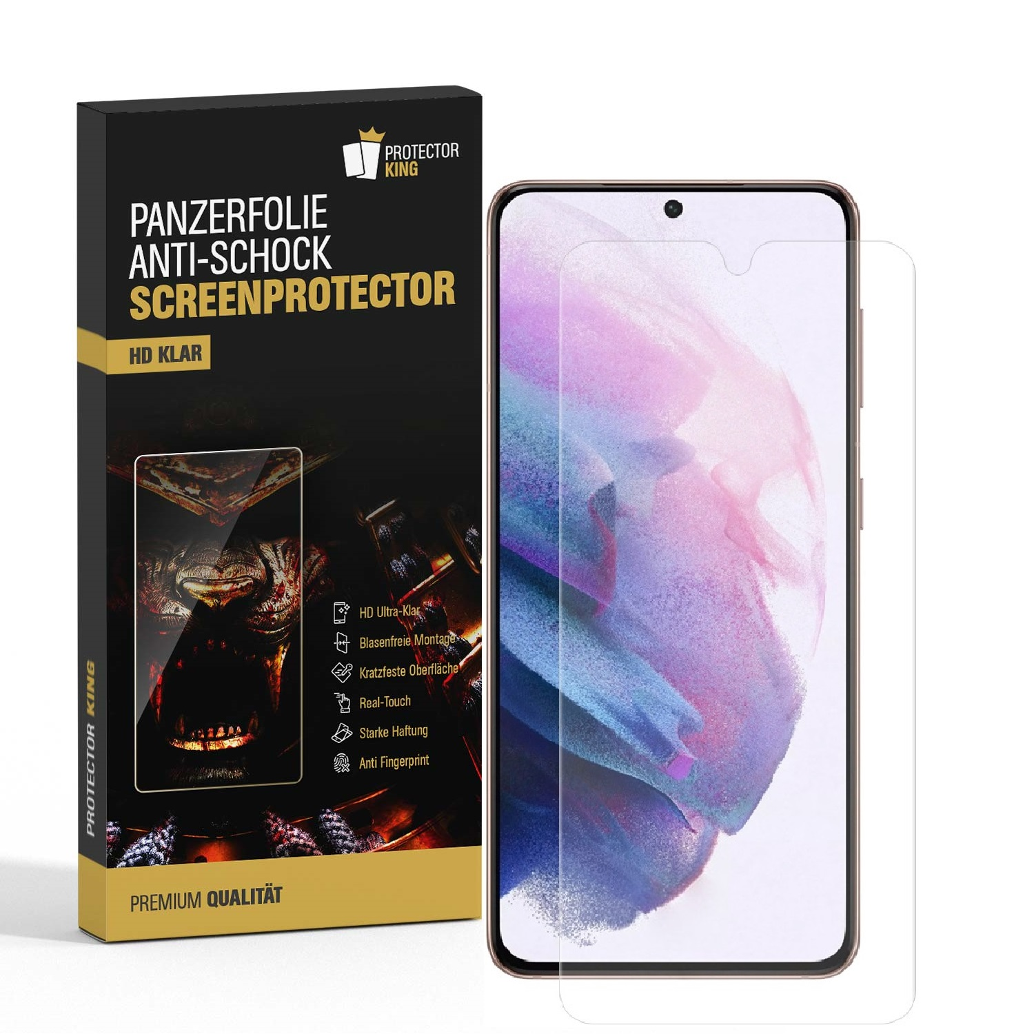 PROTECTORKING KLAR NANO Displayschutzfolie(für S23 Panzerfolie ANTI-SHOCK HD Samsung Plus) Galaxy 2x