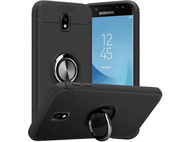 - Samsung, Galaxy 2017, CADORABO Auto Schutzhülle, GRAU TPU J3 Backcover, SCHWARZ Fokus