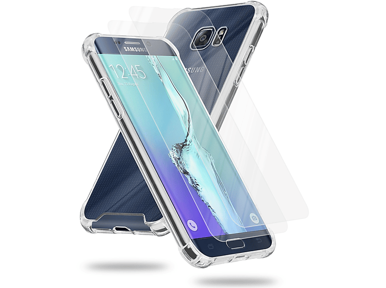 CADORABO Hülle und 2x Tempered Samsung, Schutzglas, Galaxy TRANSPARENT S6, Backcover