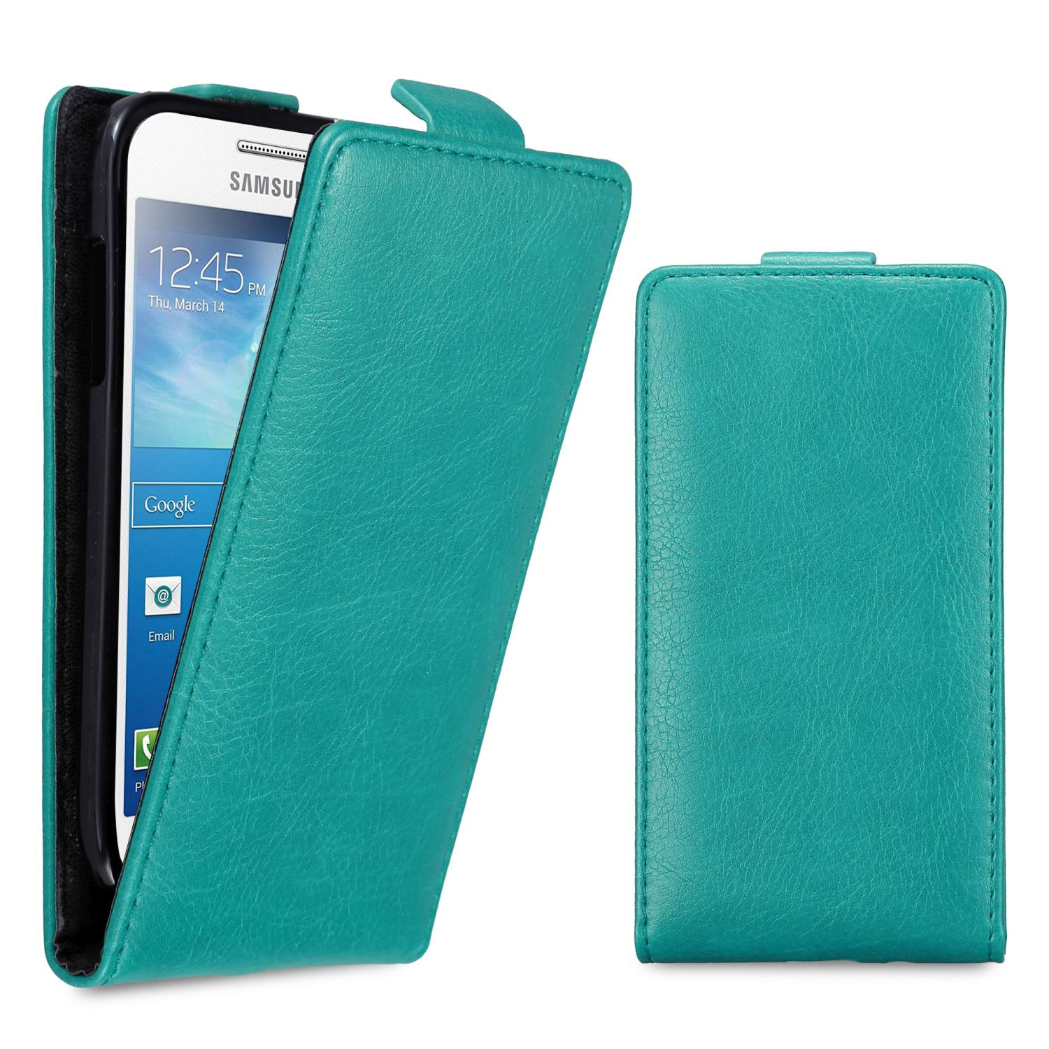 Flip Cover, Hülle PETROL CADORABO S4 MINI, Galaxy TÜRKIS Style, im Flip Samsung,