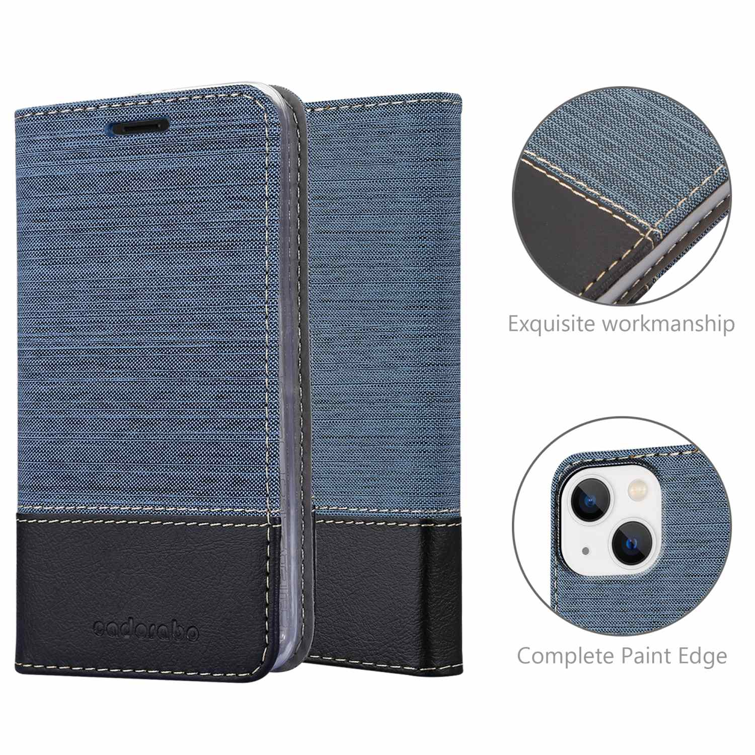 Zwei Handyhüllen mit strukturiertem Design, mit Details der Hülle.