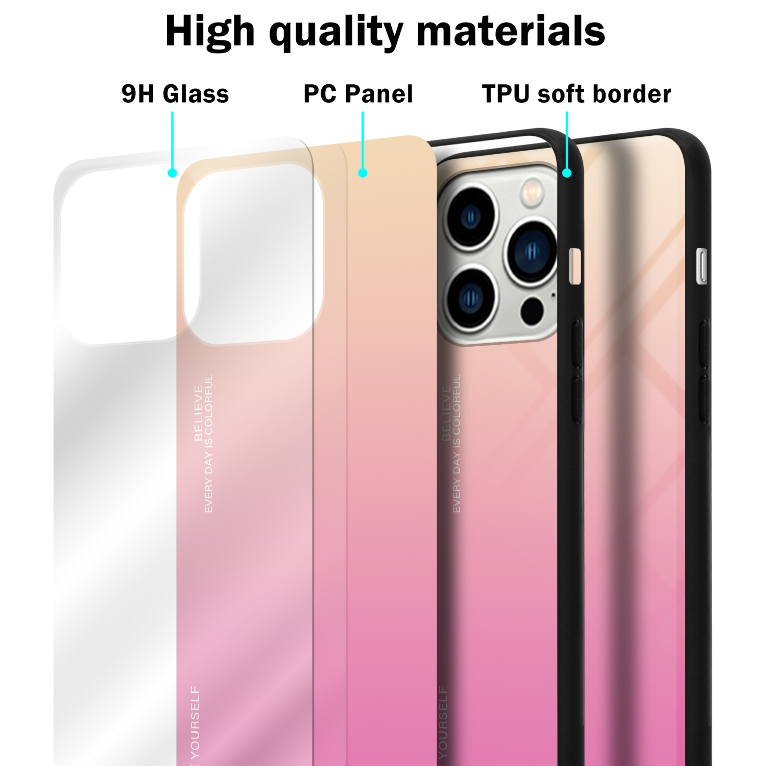 TPU Hülle ROSA Apple, GELB 2 Silikon PRO, aus iPhone Farben CADORABO 14 Backcover, Glas, -