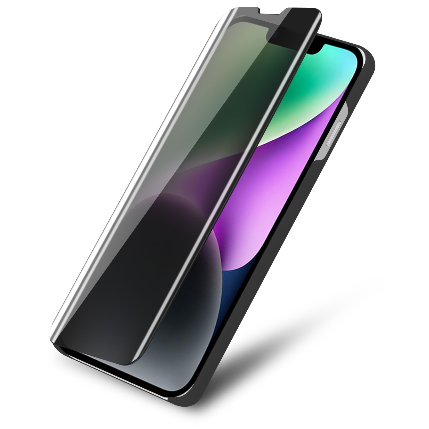 Un telefono con una protezione per lo schermo in applicazione. Lo schermo è verde e nero.