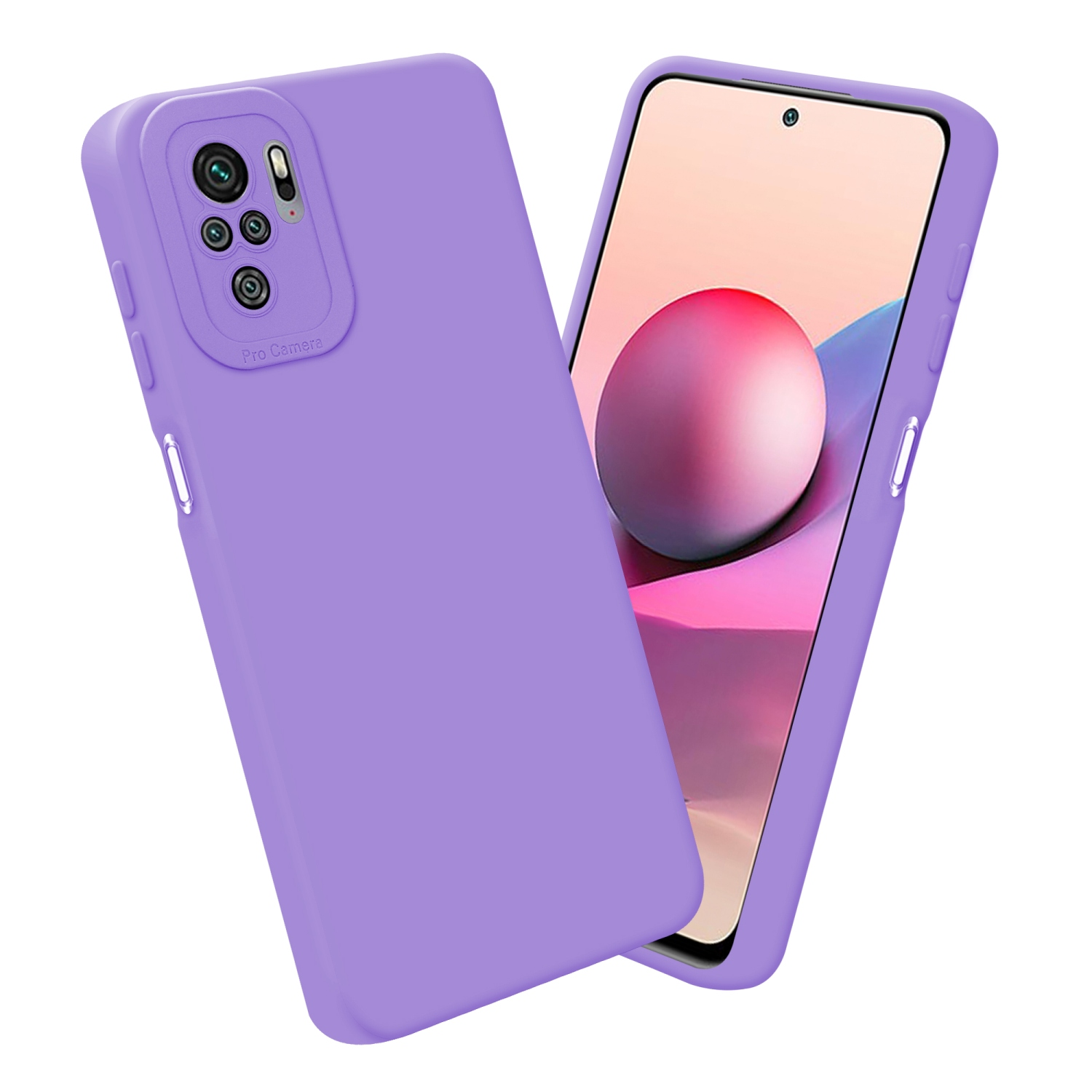 Due telefoni: uno con custodia viola, uno con display viola e blu. Entrambi affiancati.