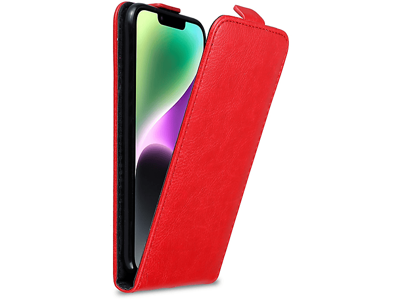 CADORABO Hülle Flip iPhone PLUS, Apple, 14 APFEL Style, Flip ROT im Cover