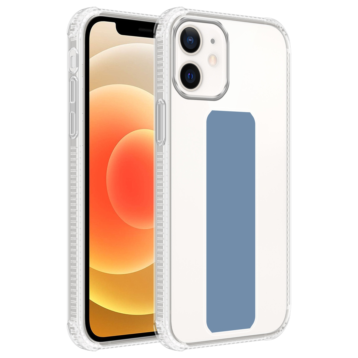 Zwei Telefone in transparenten Hüllen mit einem blauen Rechteck.