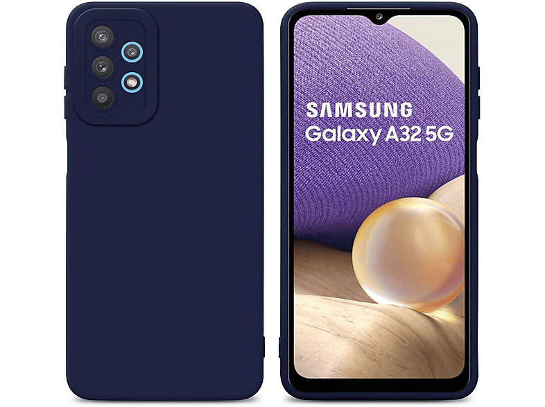 FLUID Galaxy A32 TPU CADORABO Fluid Backcover, Samsung, Style, DUNKEL BLAU 5G, Schutzhülle