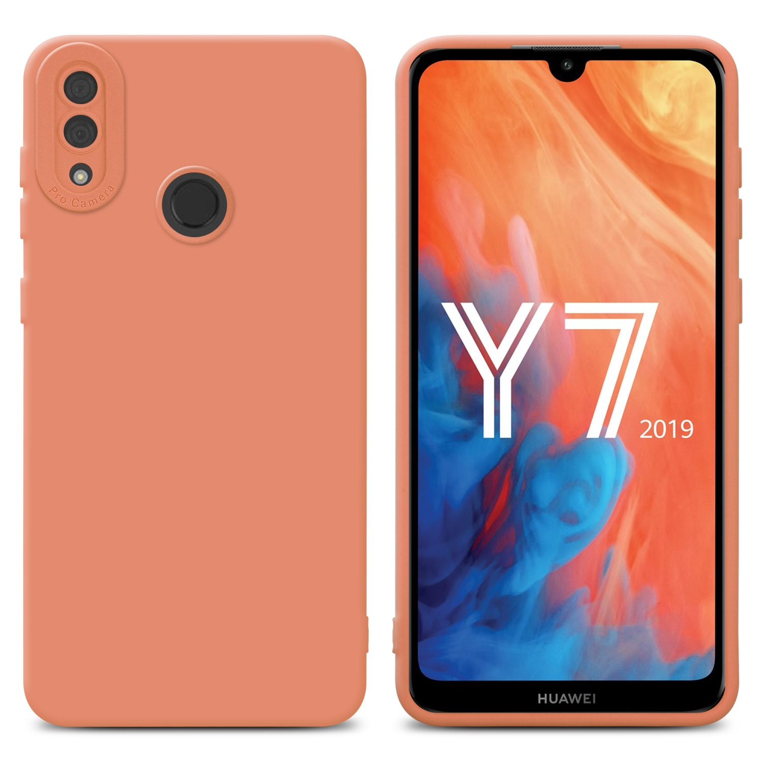 Backcover, Y7 Y7 / TPU HELL Fluid 2019 Style, Huawei, CADORABO 2019, Schutzhülle FLUID ORANGE PRIME