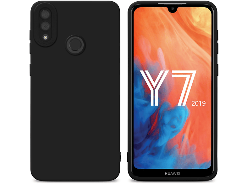 Y7 Backcover, Y7 Style, Fluid Huawei, / CADORABO FLUID Schutzhülle SCHWARZ PRIME 2019 TPU 2019,