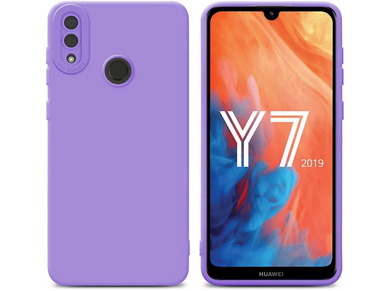Y7 Fluid HELL / Backcover, FLUID Style, Schutzhülle Huawei, TPU 2019 PRIME CADORABO LILA 2019, Y7
