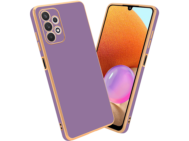 Samsung, mit CADORABO 5G, - Glossy Lila Backcover, Galaxy Handyhülle Kameraschutz, Gold A32