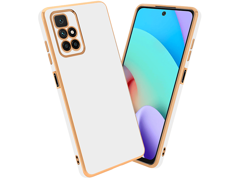 CADORABO Handyhülle mit 10, Backcover, Xiaomi, - Weiß RedMi Kameraschutz, Glossy Gold