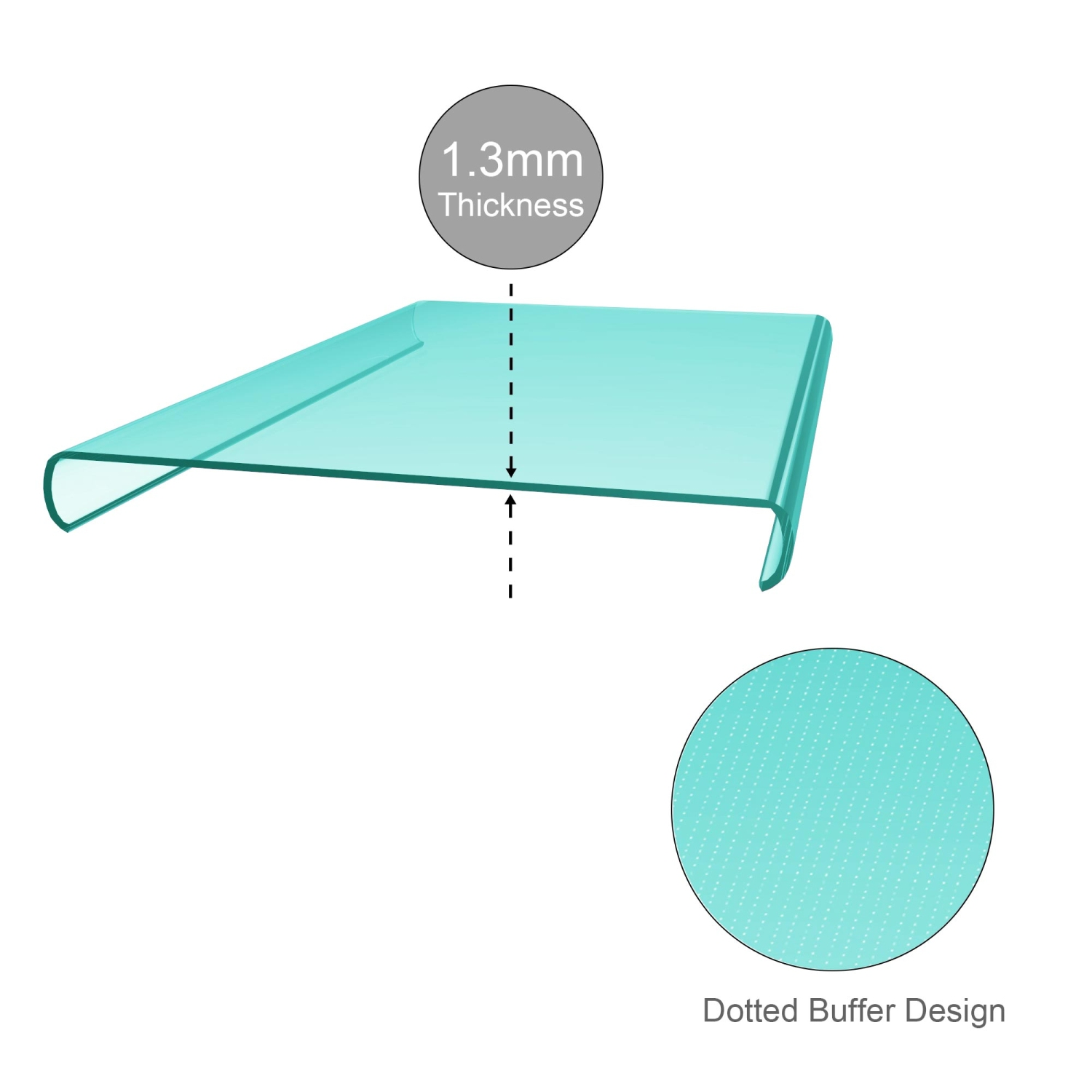 Ein klarer Displayschutz mit gepunktetem Pufferdesign, der 1,3 mm dick ist.