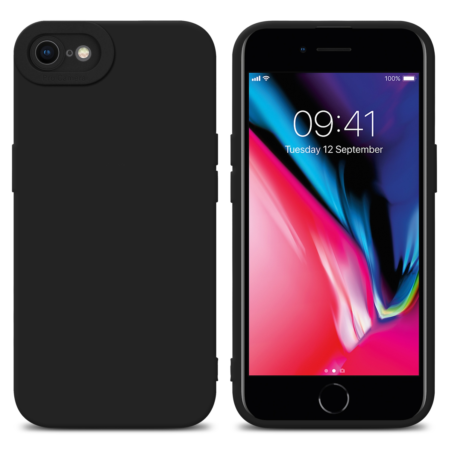 CADORABO Schutzhülle TPU Fluid iPhone 7 / FLUID 2020, Apple, / / 7S SE Backcover, Style, 8 SCHWARZ