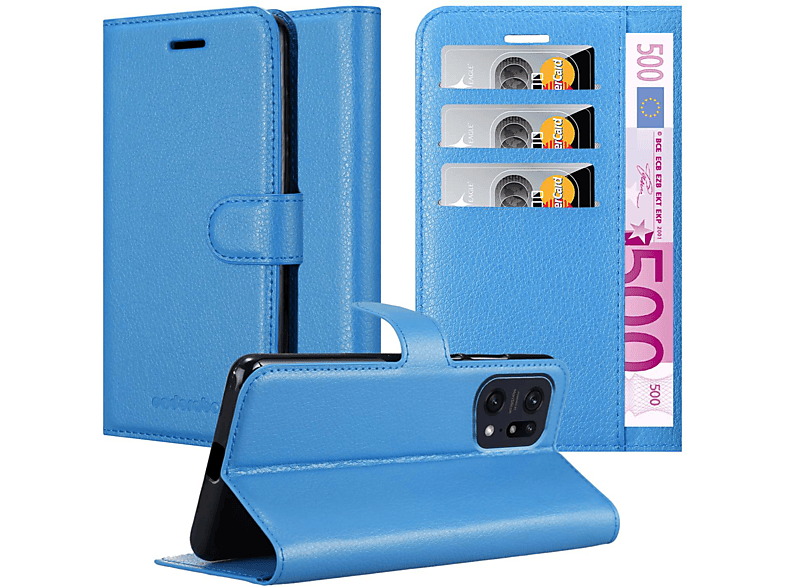 CADORABO Book Hülle Standfunktion, Bookcover, Oppo, FIND X5 PRO, PASTELL BLAU