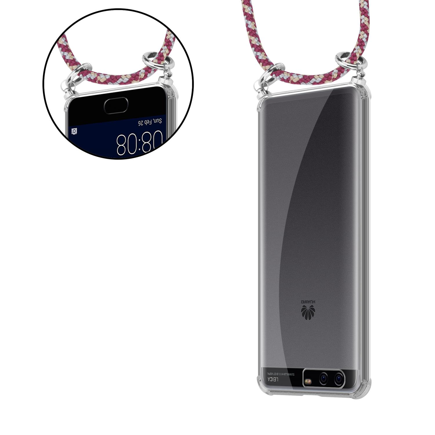 Zwei Telefone mit Lanyard, eines zeigt den Bildschirm, das andere die Rückseite.