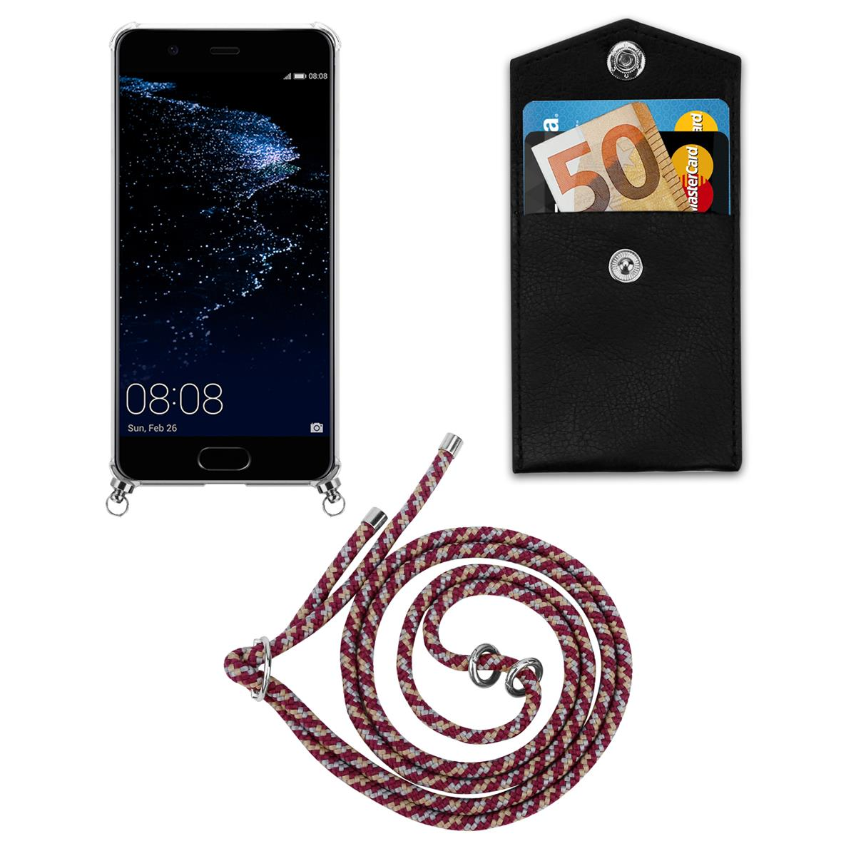 Telefon mit Hülle, Handschlaufe und Geldbörse mit Karten und Bargeld.