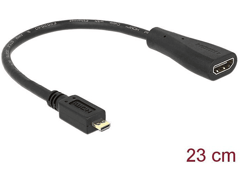 DELOCK DELOCK Adapterkabel micro HDMI-D St <gt/> HD Audio, Video, Display & TV & Optionen & Zubehör, Schwarz