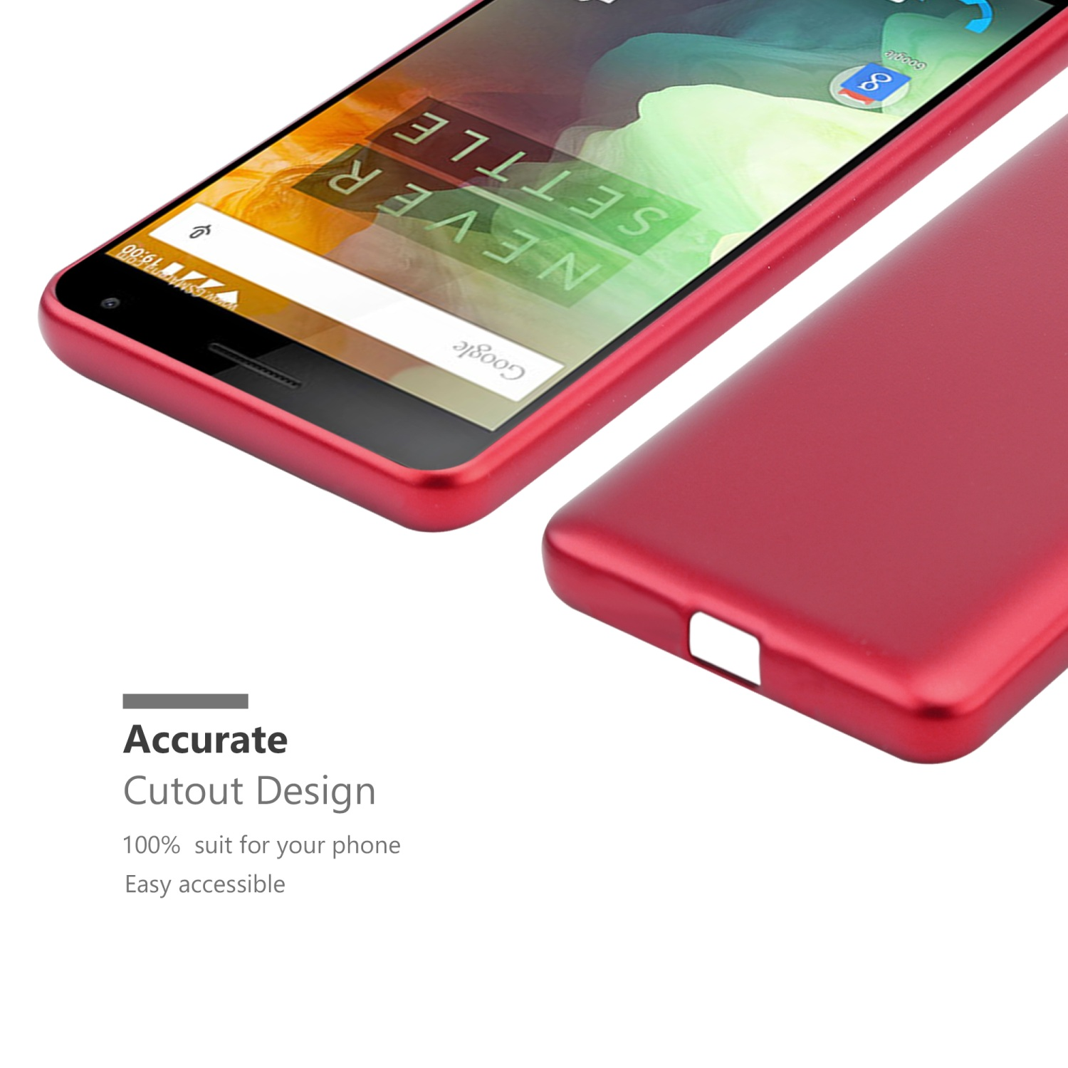 CADORABO ROT METALLIC ONE, Matt Hülle, TPU Metallic OnePlus, Backcover,