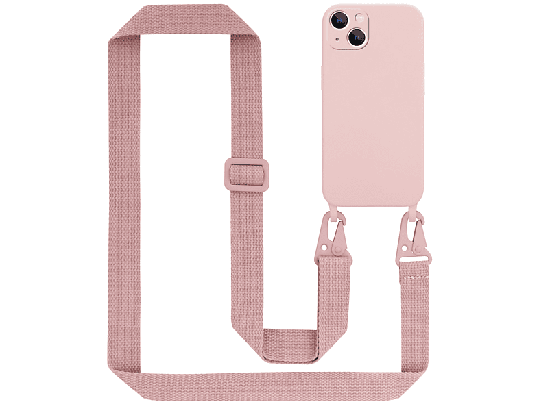 CADORABO Handy Kette Backcover, Silikon iPhone längen mit 14, PINK Kordel Apple, Band, verstellbaren Schutzhülle LIQUID